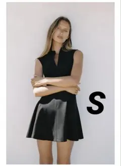 ZARA ノースリーブクレープミニワンピース Sサイズ　ブラック