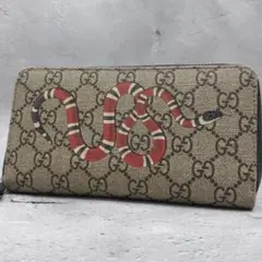 極美品✨GUCCI スネーク GGスプリーム ラウンドファスナー 長財布 PVC
