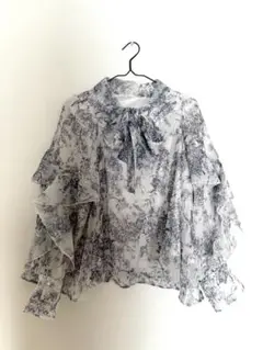 GRL フリルボウタイオーガンジーブラウス