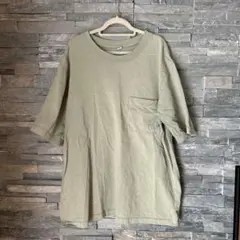 オリーブグリーン 半袖Tシャツ 胸ポケット付き