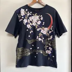 さとり satori 和柄 桜　三日月　月　刺繍 Tシャツ
