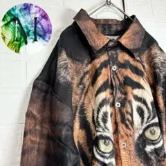 新品　未使用　リアル　虎　総柄　オープンカラー　シャツ　メンズ　タイガー　動物