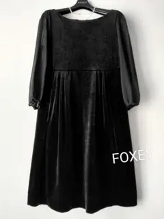 ☆ベロアノワールbyフォクシーニューヨークシフォン袖ベロアワンピース40☆
