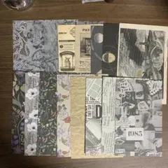 海外 紙モノ コラージュ素材詰め合わせセット(白と黒)
