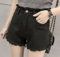 デニム　ショートパンツ　ブラックS