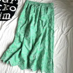 ノーブランド　カットワーク　スカラップスカート　レトロ　重ね着　古着　個性派