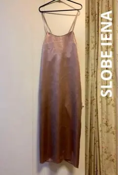 美品♦︎SLOBE IENAキャミワンピースとろみサテンロングくすみピンクメランジ