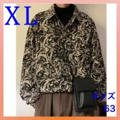 【XL】メンズ カジュアルシャツ アメカジ 長袖 シャツ 花柄 ビッグサイズ