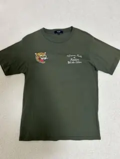 BEAMS 刺繍 プリント Tシャツ M オリーブ