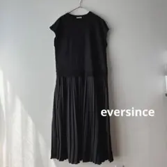 eversince エバーシンス プリーツ ドッキング マキシワンピース F 黒