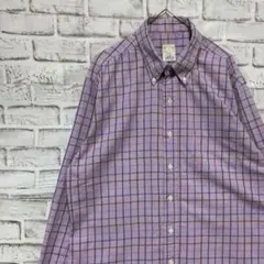 ブルックスブラザーズ長袖シャツ！チェック　パープルL 818