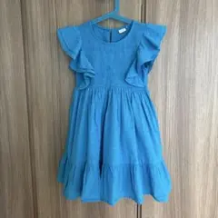 NEXT 青 フリル袖 ワンピース