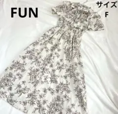 FUN リボンタイフラワーロングフレアワンピース
