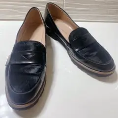 【美品】FABIO RUSCONI ビブラムソール　ハラコローファーブラック24