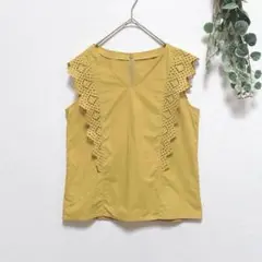 smartpinkスマートピンク☆レースノースリーブブラウス☆L☆山吹色☆綺麗め