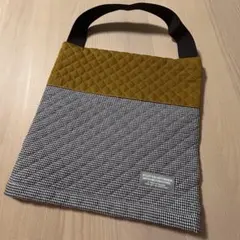 防災頭巾カバー　チェック　マスタード　座布団タイプ　ハンドメイド　正方形
