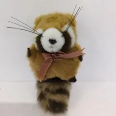 アライグマ ぬいぐるみ リボンと鈴付き