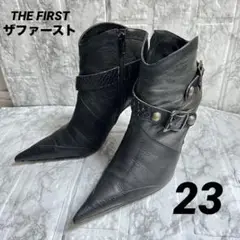【美品】THE FIRST ザファースト ショートブーツ レザー ヒール 23