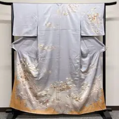 薄い紫色時の茶屋辻柄と花柄の訪問着 着物