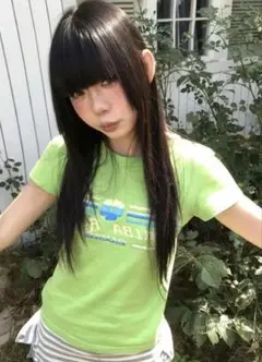 y2k グリーン 半袖 Tシャツ Mサイズ
