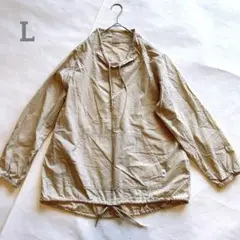 sorafuku 紐付きプルオーバー 長袖カットソー　薄手　ベージュ　Lサイズ