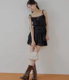 chico チコ　シアーレースベアキャミ+ショートパンツ　セットアップ