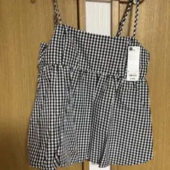 GU ジーユー ギンガムチェックバブルヘムキャミソール Lサイズ