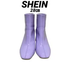 【SHEIN/シーイン】バックジップアンクルブーティ　パープル紫28㎝　合成皮革