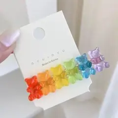 ハリボー風 ヘアピン 韓国 クマ キャンディー カラフル