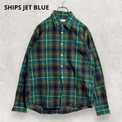 SHIPS JET BLUE 長袖 チェックシャツ М 緑 レトロ 2820