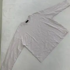 MONO-MART 長袖 Tシャツ ベージュ クルーネック 無地 L サイズ
