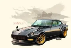 【額入りA4イラスト】NISSAN FAIRLADY240Z 02