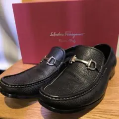 値下げ　美品　Ferragamo　フェラガモ　ローファー　メンズ　シボ革