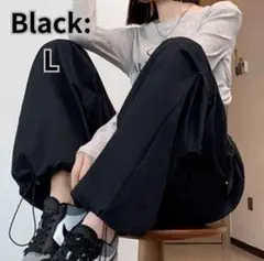 カーゴパンツ パラシュートパンツ ブラック ダンス ストリート レディース 韓国