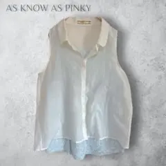 【AS KNOW AS PINKY】　レースタンク付きノースリーブシャツ　重ね着