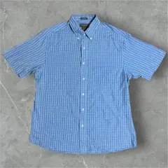 【アメリカ古着】SADDLERED 半袖チェックシャツ 青 EASY CARE