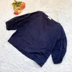 ★UNIQLO★ユニクロ コットンリネンTブラウス【L】七分袖 プルオーバー