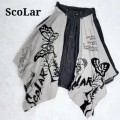 美品 スカラー デニム ストライプ 蝶々 女の子 アシンメトリー スカート