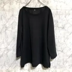 CLOSSHI ボートネック ブラックカットソー LLサイズ 大きいサイズ