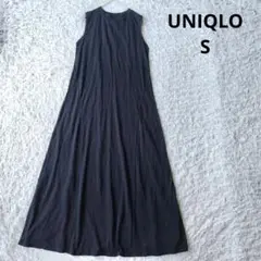 美品【ユニクロ】ハナタジマ ノースリーブ ロングワンピース フレア　ブラック　S