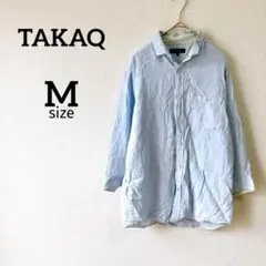 Z＊タカキュー＊ リネンコットン 七分袖シャツ 花柄襟付き 麻×綿 メンズ M