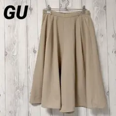 【GU】ガウチョパンツ　ベージュ　薄手　膝下丈 M　カジュアルパンツ