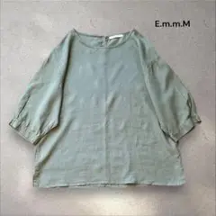 E.m.m.M リネン レーヨン プルオーバーブラウス 5分袖 カーキ Fサイズ