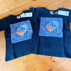 新品未使用 キッズ 半袖 Tシャツ オシャレ お揃い ペア 黒 男の子 100