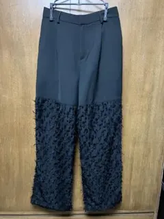 パーソンアンドピープル フリンジ付きブラックパンツ