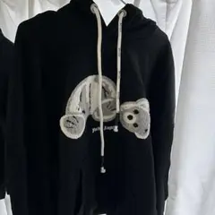 極美品 PALM ANGELS テディ ベア パーカー パームエンジェルス ベア パーカー ブラック マルチ メンズ