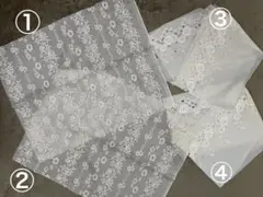 PJC 刺繍生地　カットクロス　薔薇模様　2種類4枚