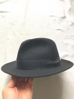 Borsalino 定番　ハット　ブラック　イタリア　シルバーロゴ　美品