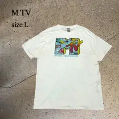 M TVアメリカケーブルチャンネルTシャツLホワイトF600