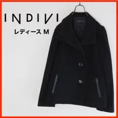 A3351★美品★INDIVI*ショート丈コート*38*M*黒